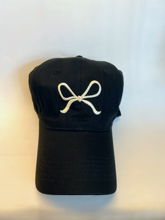 *Embroidered Bow Hat- Black