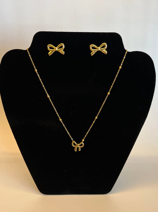 *Bow Necklace & Earring Set- Tarnish Resistant